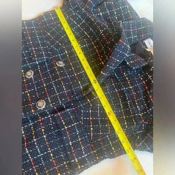Veronica Beard Rumer Dickey Blazer Jacket 10 Tweed Double Breasted Navy Check - Picture 13 of 16